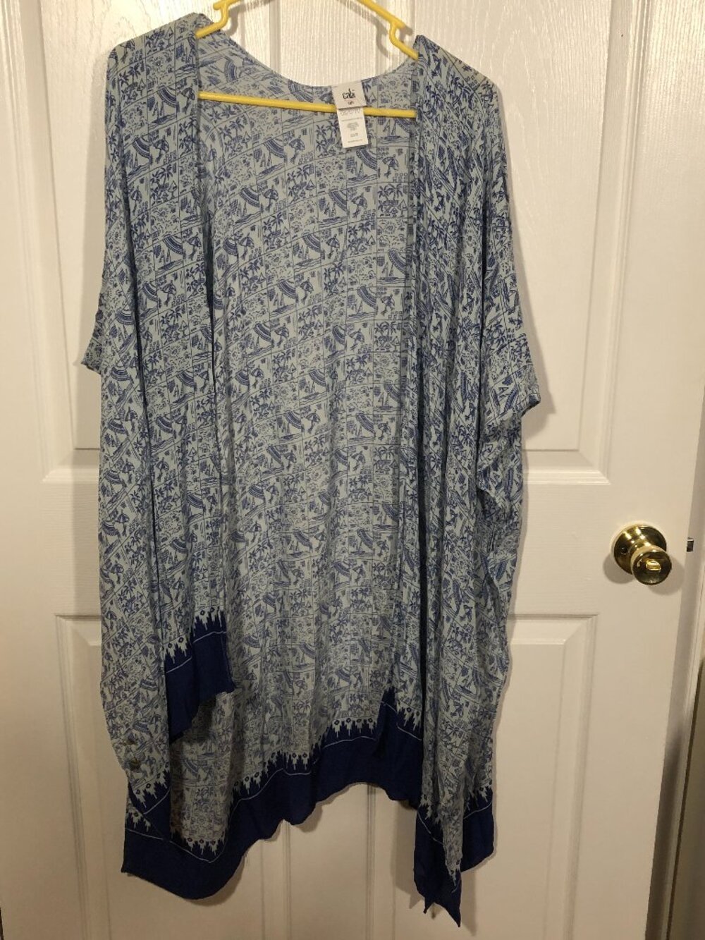 CAbi Kimono Womens One Size Blue Tropical Palm Tree Blue Playa Cover Up